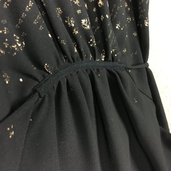 Wilfred Dress XXS Faux Wrap Black Gold Cocktail Evening Semi Formal Holiday - Picture 3 of 16